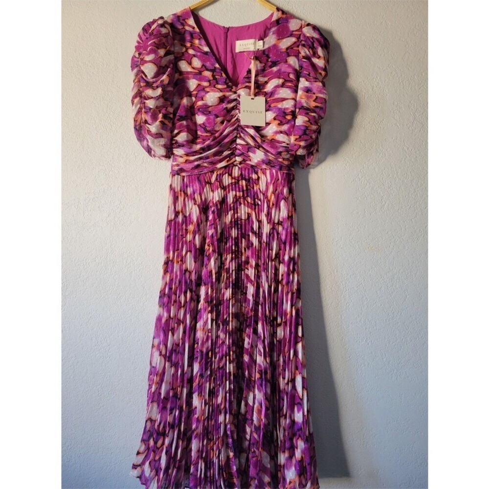 EXQUISE Antropologie Seersucker Shift Purple Patterned Dress Size S - Picture 4 of 12